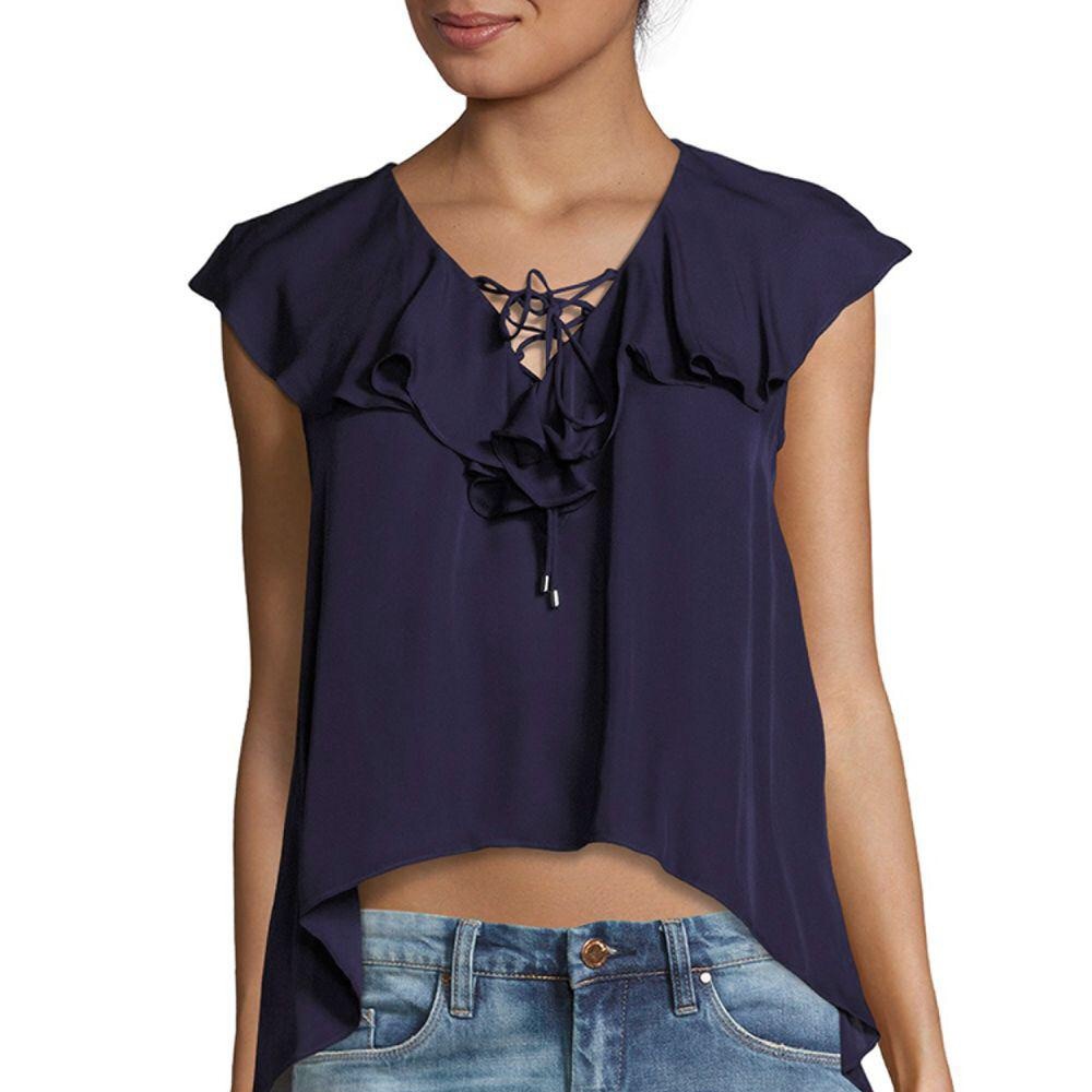 🌺SOLD🌺 Haute Hippie Ruffle Lace Up Silk Top